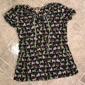 Koi patterned scrub top